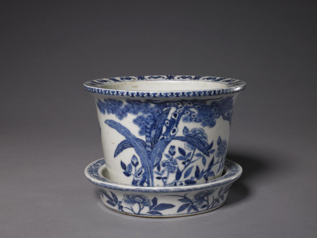 图片[1]-“Tihe Dian Made” Blue and White Flower Pattern Flower Pot Holder-China Archive